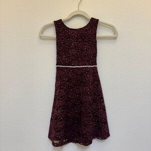 Speechless Burgundy Lace Kids Dress with sparkly Accent